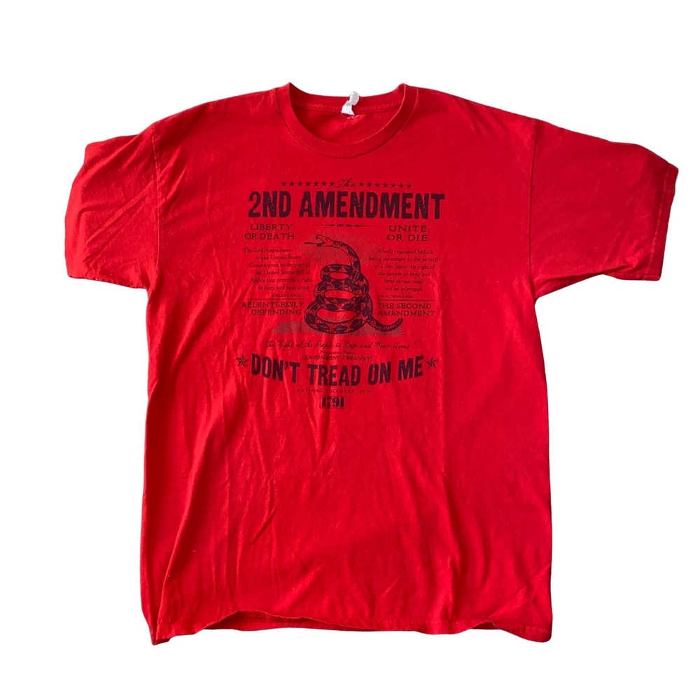 Alstyle 2nd Amendment Don't Tread On Me Graphic‎ T Shirt Mens Large Red